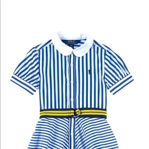 Blue/White Striped Belted Shirt Dress GENTLY WORNED